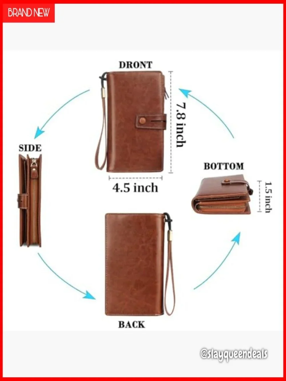 Large RFID Blocking Leather Zip Around Clutch Wristlet Phone Organizer